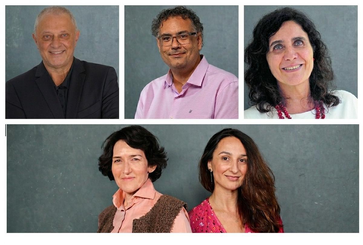 Els ponents de la jornada (d’esquerra a dreta i de dalt a baix): Josep Lagares, Maurici Jiménez, Maribel Luque, Ángeles González-Sinde i Marisa Fernández de Armenteros.