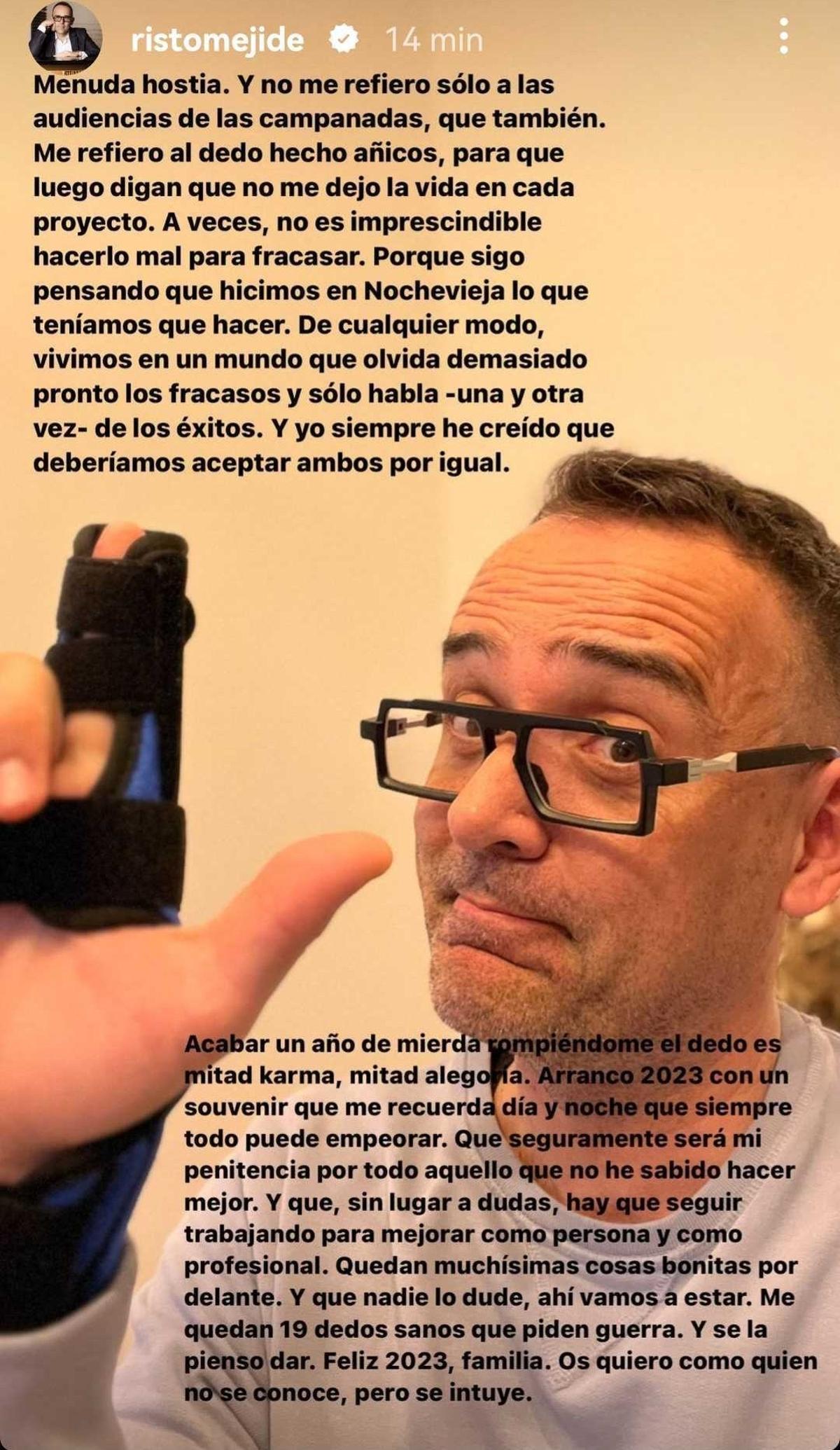 Risto Mejide se rompe un dedo