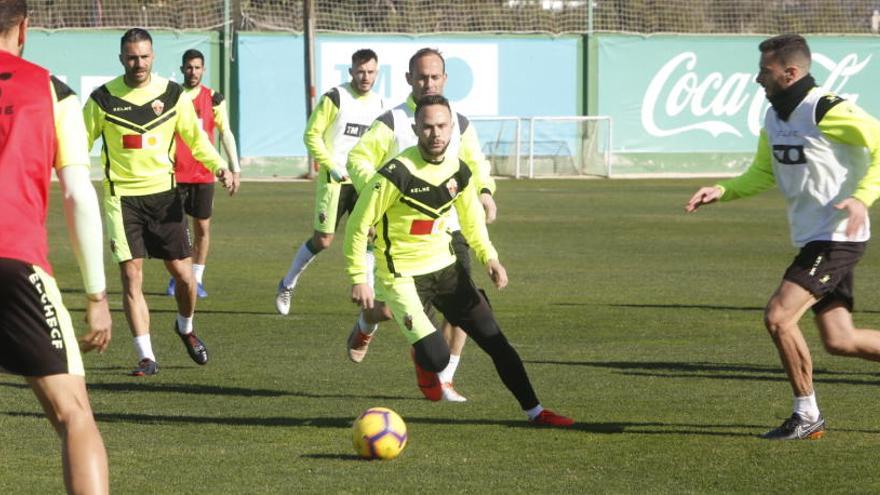 Iván Sánchez, durante el entrenamiento de este martes