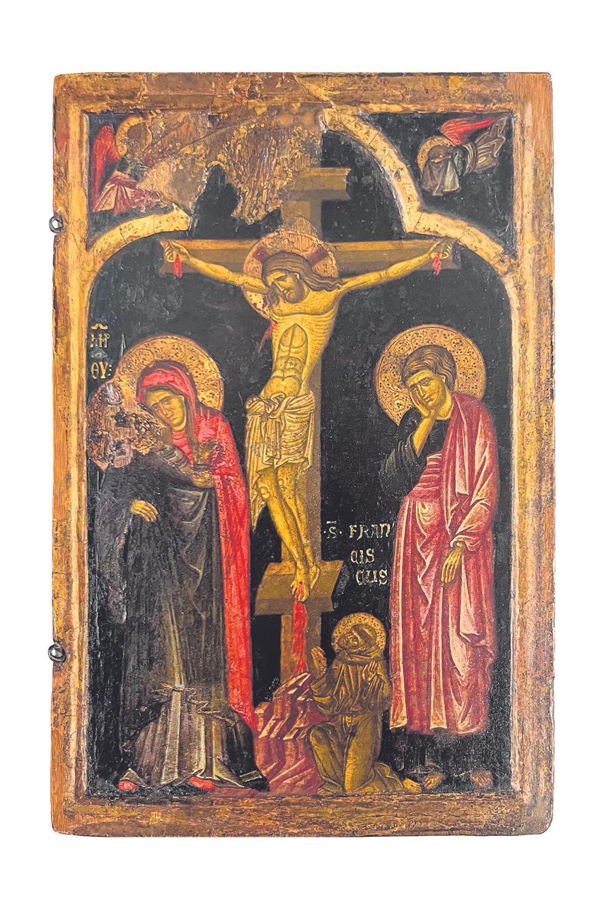 Crucifixión con san Francisco, h. 1330-40.