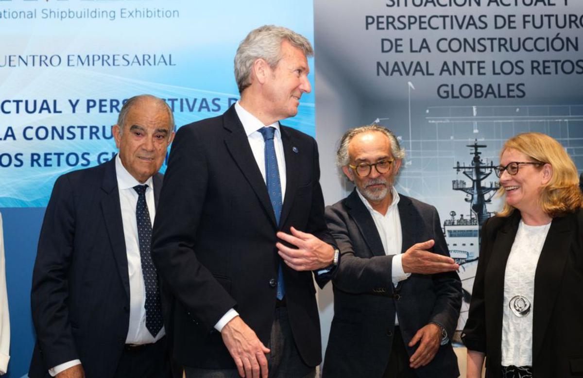 José García Costas, Alfonso Rueda, Mario Cardama y Eva Novoa, en el Círculo de Empresarios. Navalia. 21 mayo 2025. David Cabezón