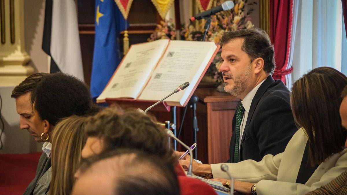 El concejal Javier Gijón durante el pleno.