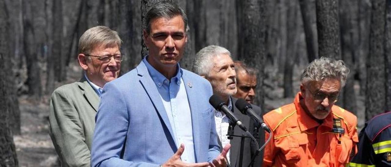 Sánchez visitó Castellón en verano, para visitar las zonas afectadas por el incendio de Bejís.