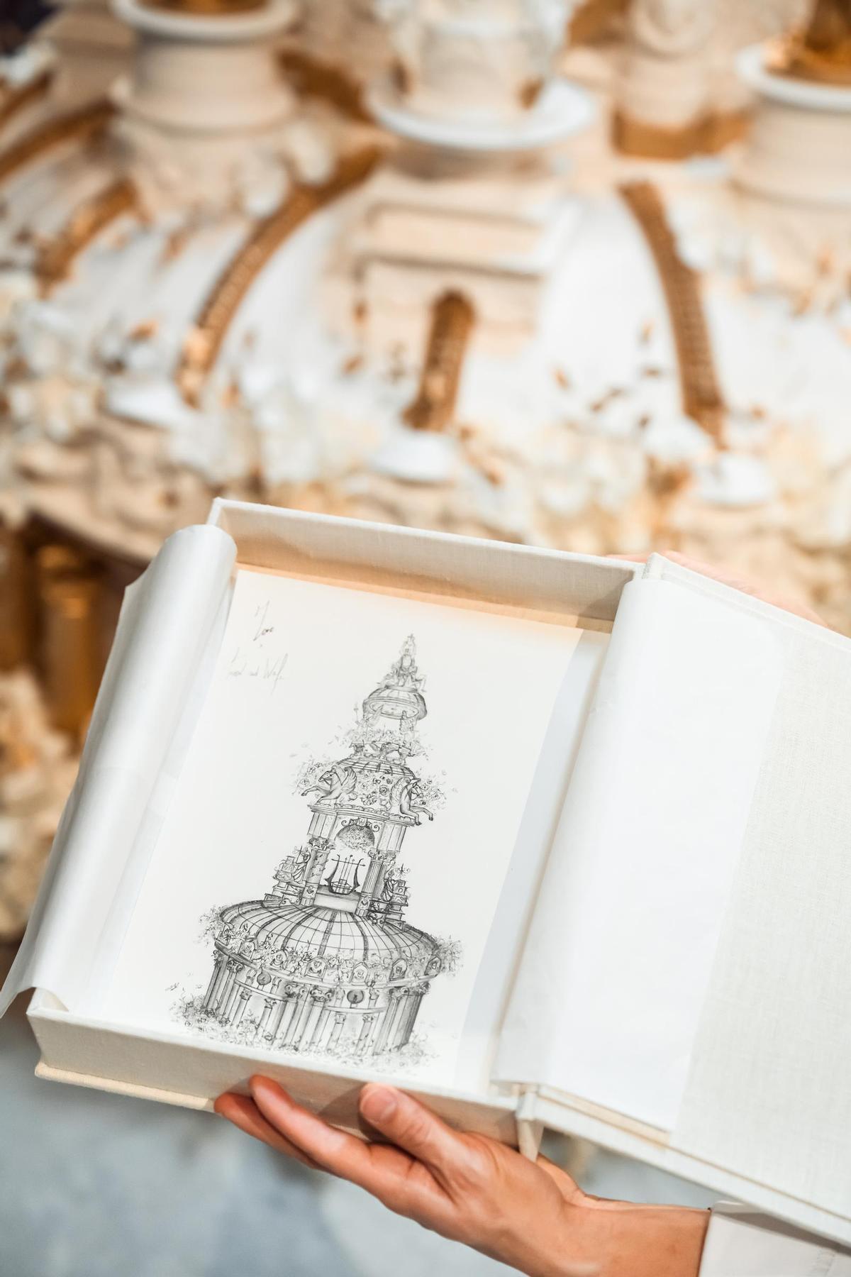 Boceto con el diseño de la tarta de Marc Suárez