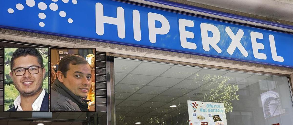 Una tienda de Hiperxel, con las imágenes de Juan Villamizar, a la izquierda, y Eusebio Novas
