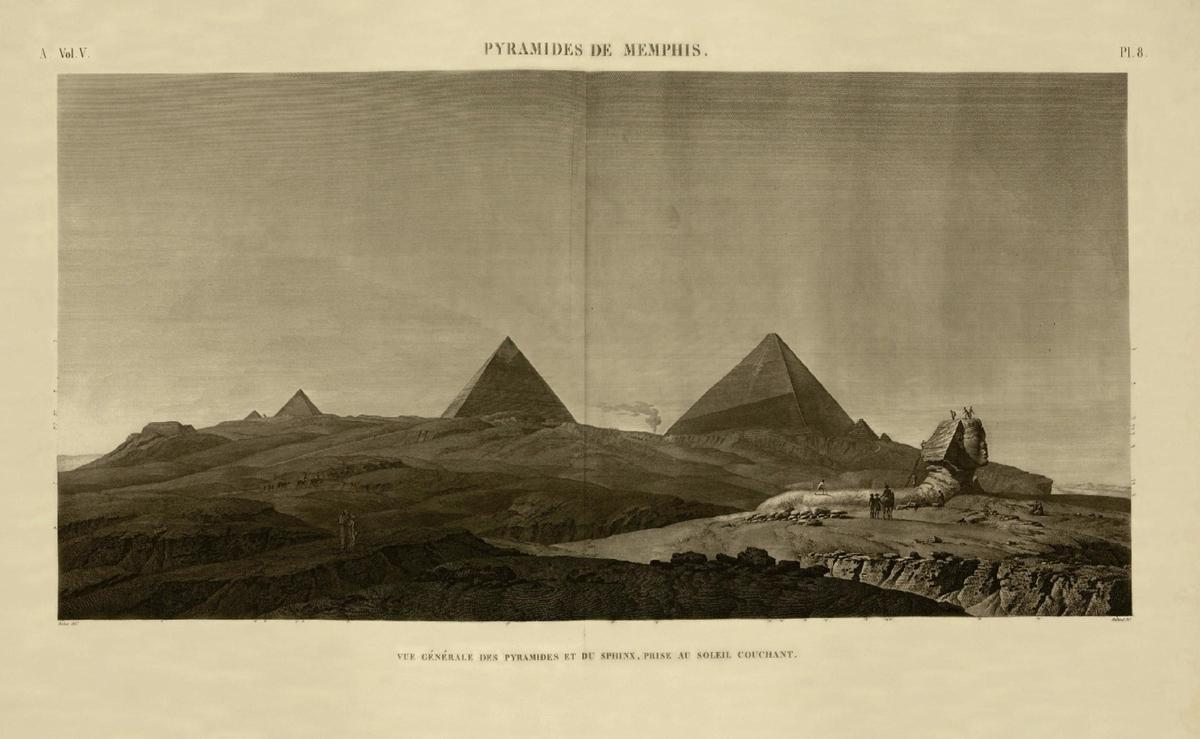 Las pirámides y la esfinge, tal cual las contempló Napoleón en su expedición a Egipto.