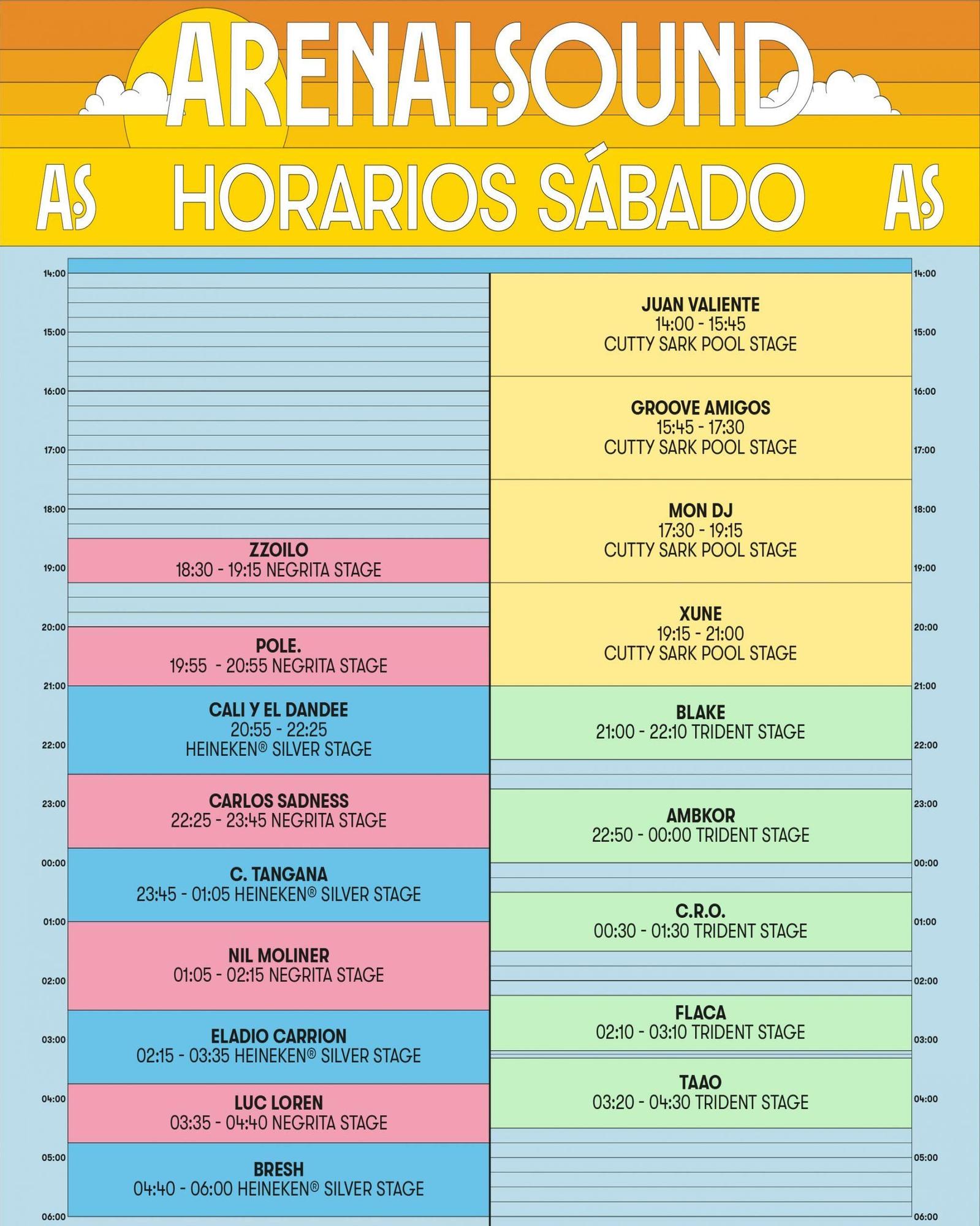 Programación del Arenal Sound para el sábado 6