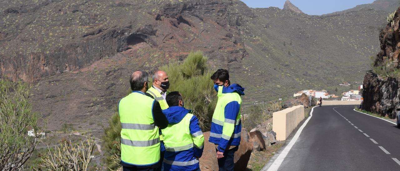 Emilio Navarro y Enrique Arriaga con los directores insulares de Carreteras y Movilidad (de espaldas)