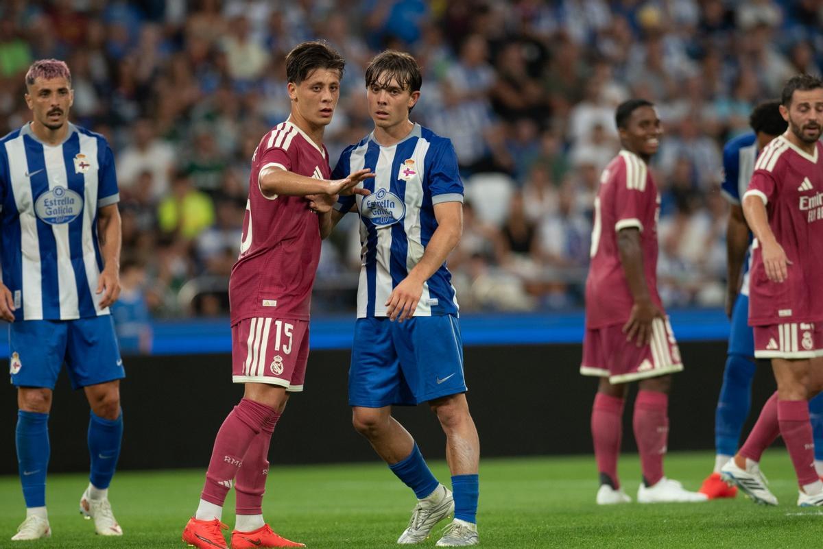 Arda Guler y Amatucci en el Deportivo-Real Madrid del Teresa Herrera