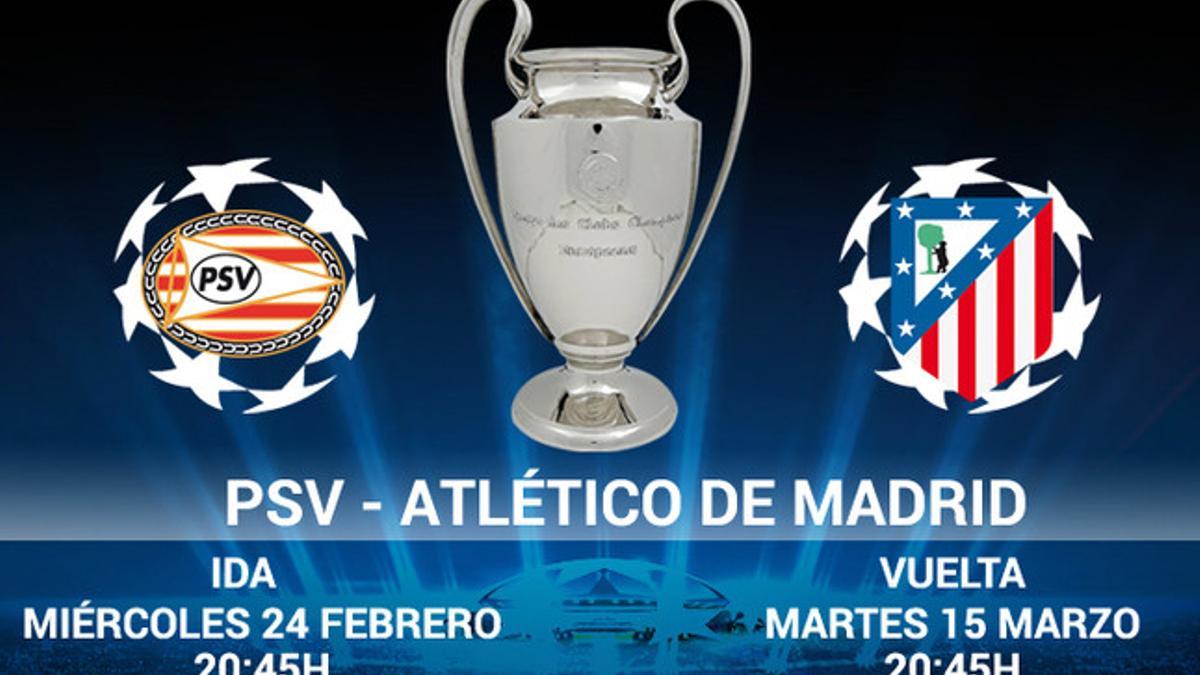 PSV - Atlético de Madrid, enfrentamiento en octavos de Champions League