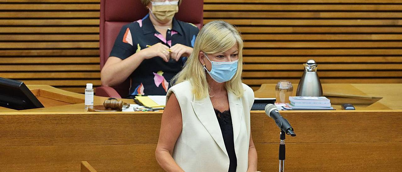 La consellera Gabriela Bravo, en una intervención en las Corts Valencianes.