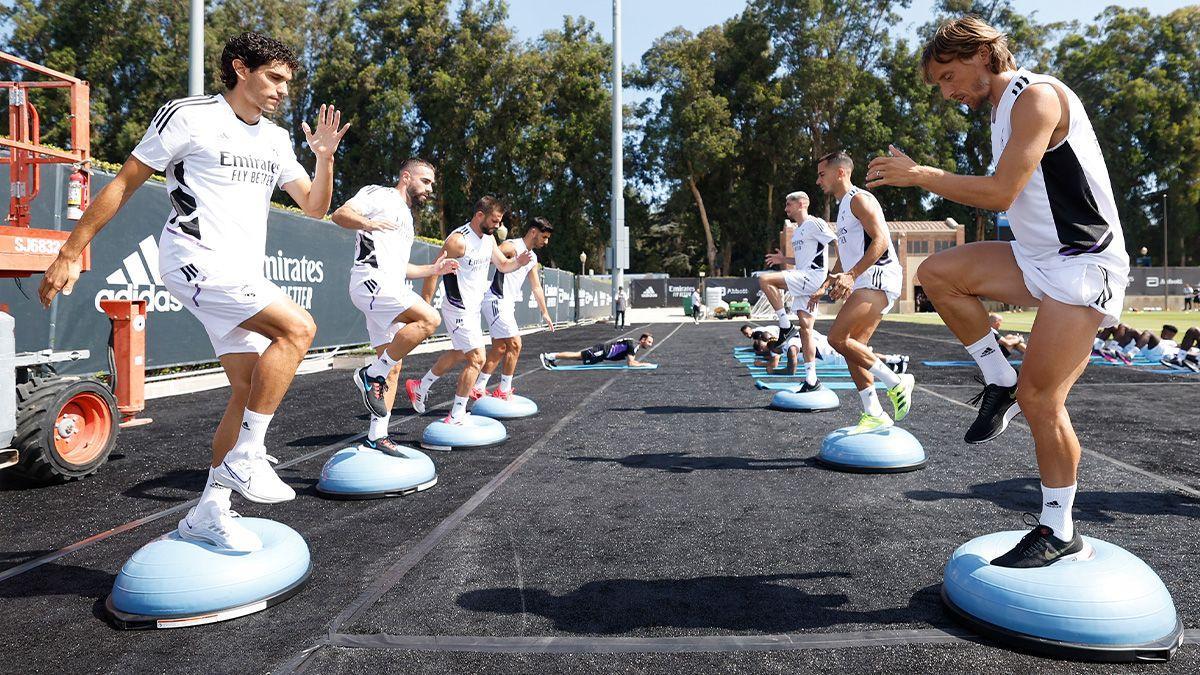 Los jugadores del Real Madrid se entrenan en una sesión en Estados Unidos en esta pretemporada.