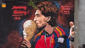 Vandalizan el mural de TVBoy dedicado a Ferran Torres en Joanic
