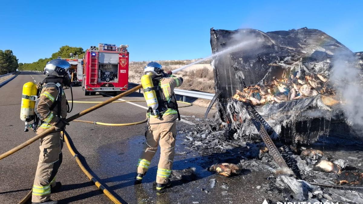 Así ha quedado el camión lleno de jamones