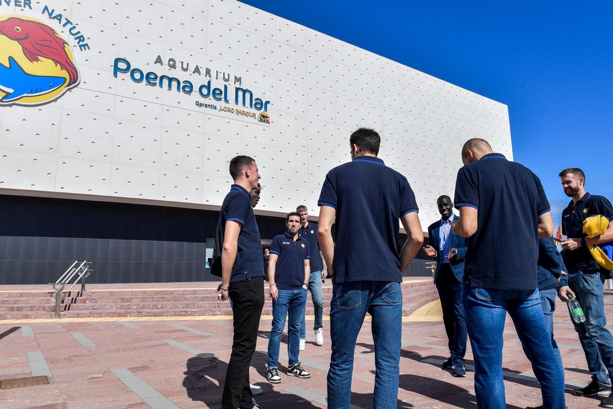 Los jugadores del CB Gran Canaria visitan el acuario Poema del Mar
