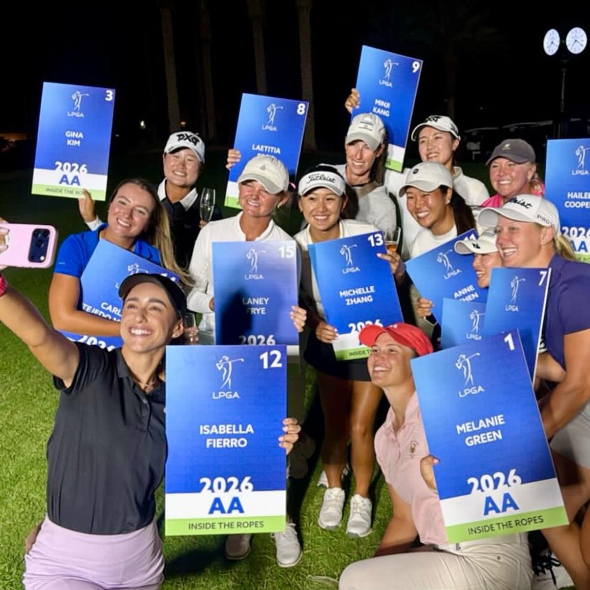 La castellonense Carla Tejedo, con sus compañeras del LPGA Tour 2026 de golf.
