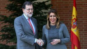 Mariano Rajoy y Susana Díaz, el pasado 18 de abril en el Palacio de la Moncloa. 