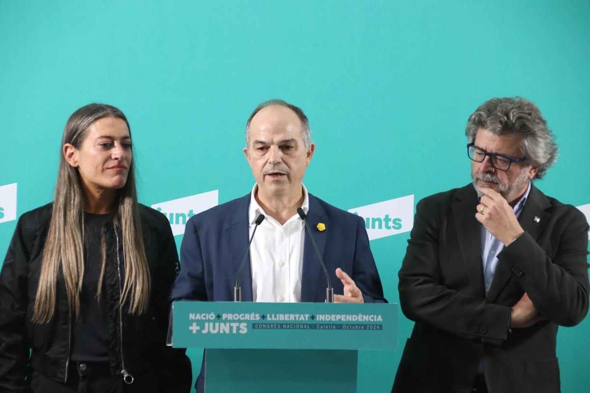 Míriam Nogueras, Jordi Turull  y Antoni Castellà, en Calella (Maresme)