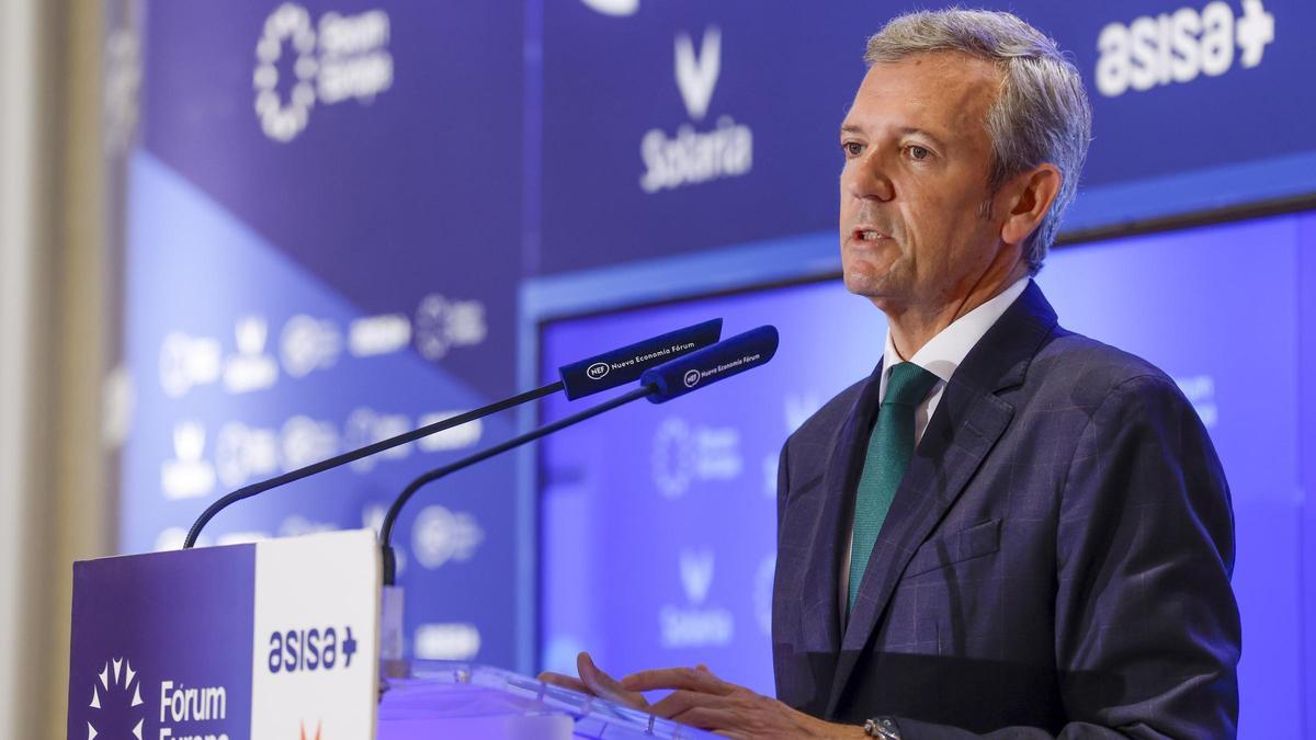 El presidente de la Xunta de Galicia, Alfonso Rueda, en el desayuno informativo de Fórum Europa