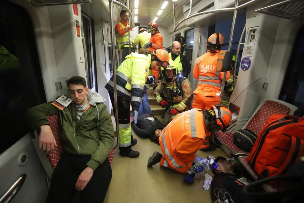 Simulacro de incendio de un tren-TRAM