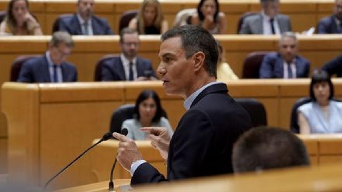 Pedro Sánchez, ante el Pleno del Senado.