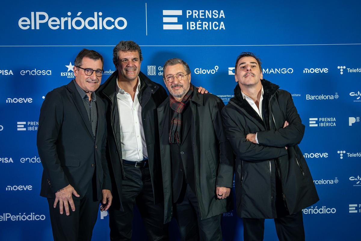 Barcelona, 24/11/2025 Sociedad. Entrega Premio Català de lany. Photocall. PERSONAS:Josep Roca, Lluis Prats Sales manager de GRAMONA, Joan Roca y Jordi Roca. AUTOR: MANU MITRU