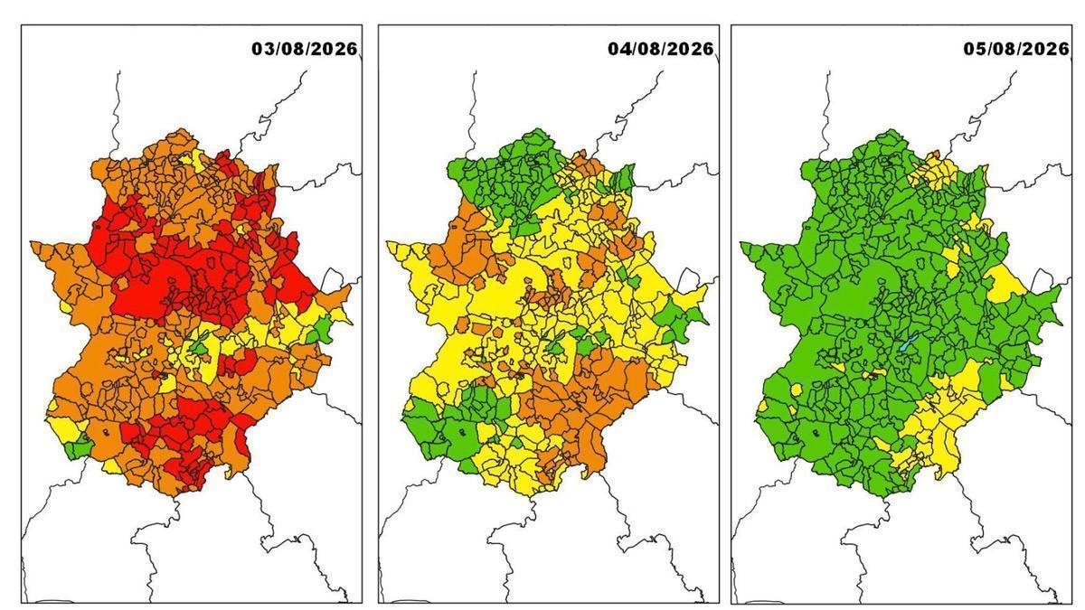 Mapas de riesgo de incendios esta semana.