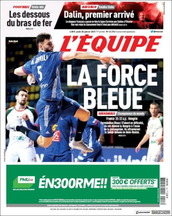 Portada L'ÉQUIPE jueves 28 enero 2021