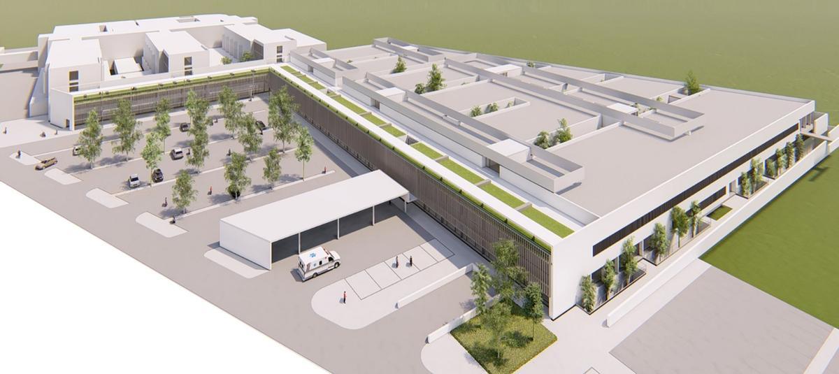 Recreación del proyecto de ampliación del Hospital de la Marina Baixa, que duplicará su capacidad actual.