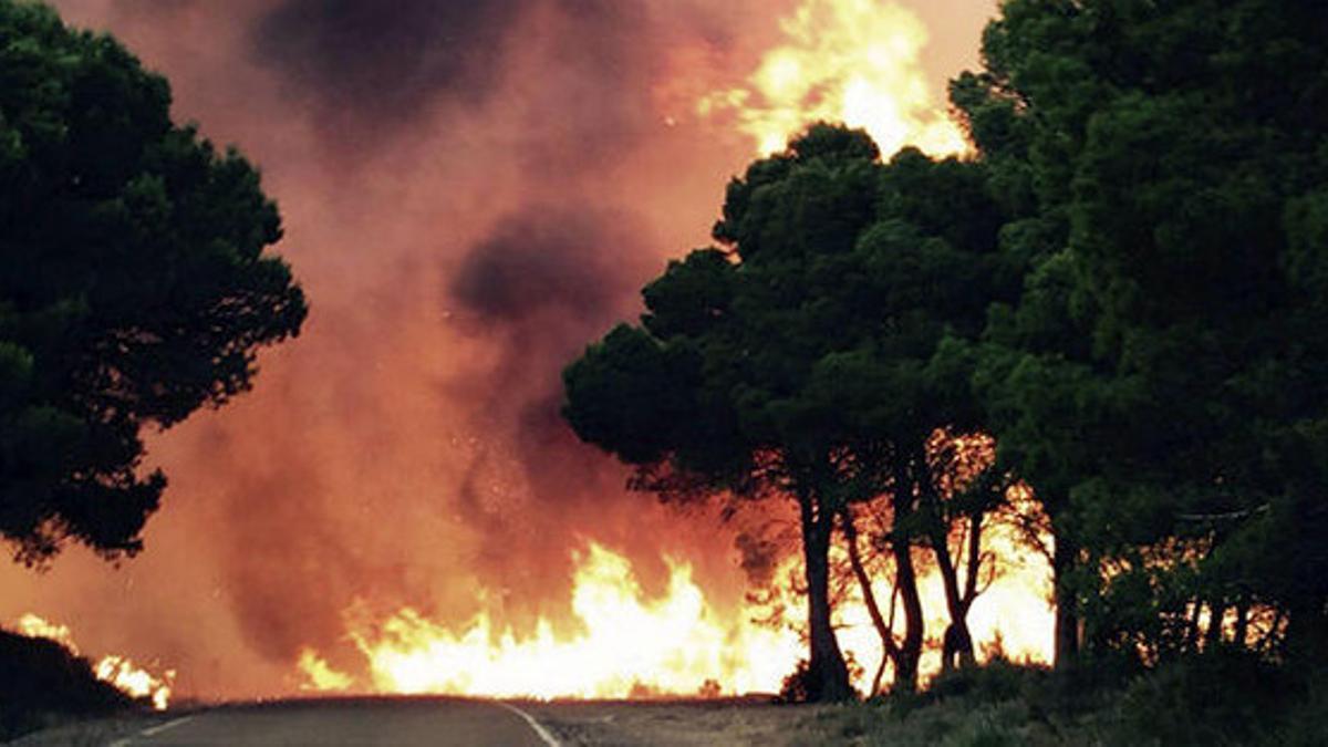 El incendio de Zaragoza sigue descontrolado y llega hasta la localidad de Asín