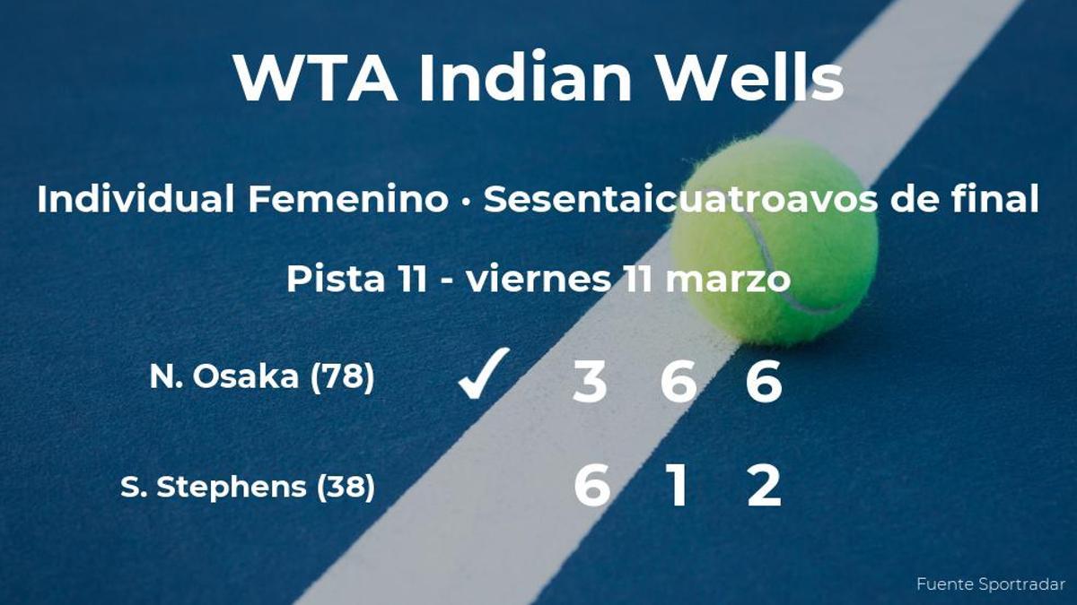 Naomi Osaka pasa a los treintaidosavos de final del torneo WTA 1000 de Indian Wells