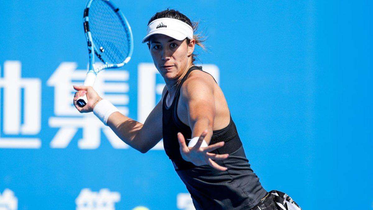 Muguruza, durante su partido ante Diyas