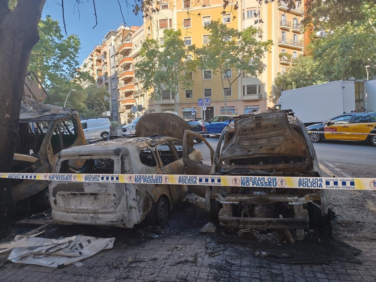 Imagen de uno de los puntos incendiados en el Eixample