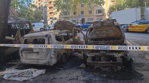 Imagen de uno de los puntos incendiados en el Eixample