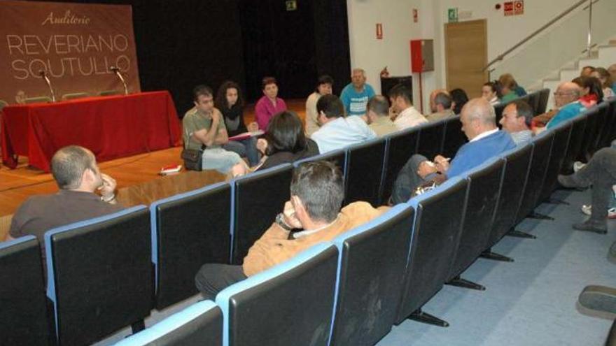 Reunión celebrada anoche en el sala de usos múltiples del Auditorio de Ponteareas.  // D. P.