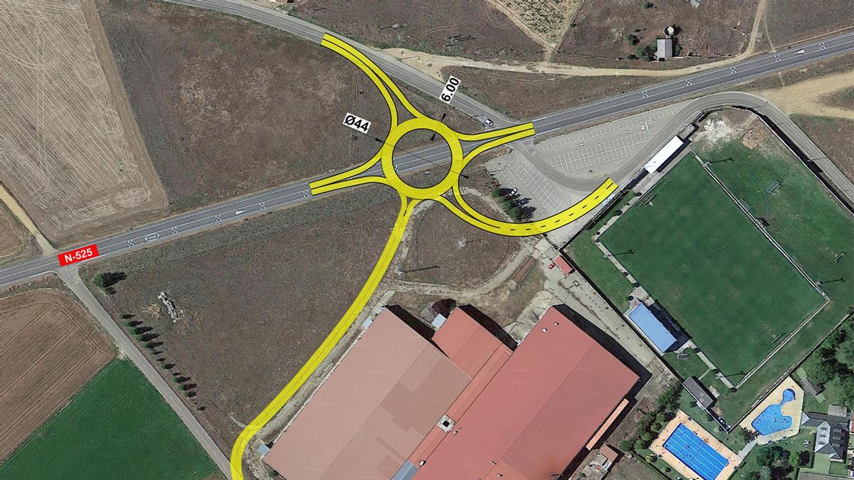 Simulación de la futura rotonda de Los Salados en la carretera nacional N-525-
