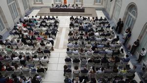 Acto de presentación de la ley del referéndum en el auditorio del Parlament.