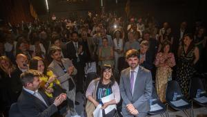 Jordi Aragonès, secretario de Estudios y Programas y candidato de Aliança Catalana a la alcaldía de Barcelona, junto a Sílvia Orriols, líder de Aliança Catalana, durante la presentación de la candidatura del partido en la Sala Moragues de El Born. Barcelona, a 19 de junio. AUTOR: MANU MITRU | EPC