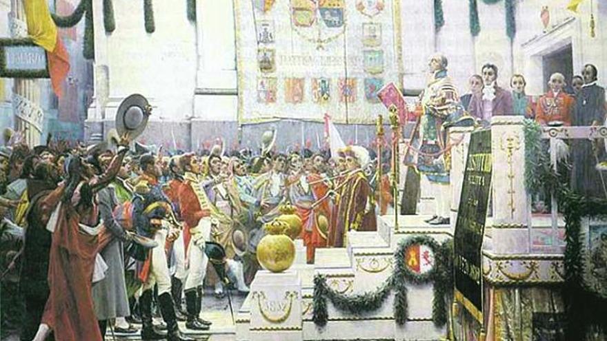 «Promulgación de la Constitución de 1812», óleo de Salvador Viniegra.