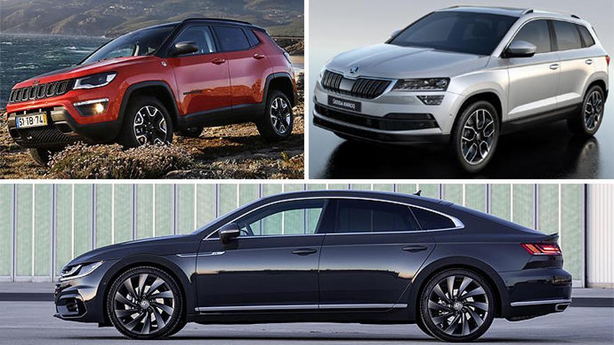 El Jeep Compass, el Skoda Karoq y el Volkswagen Arteon.