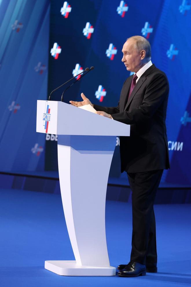 Russian President Putin takes part in the congress of the Russian Union of Industrialists and Entrepreneurs