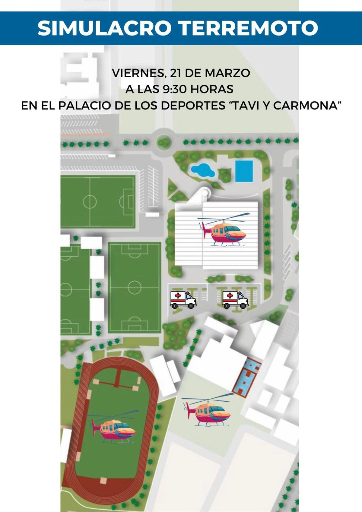 Uno de los anuncios del simulacro difundidos este mismo jueves por el Ayuntamiento