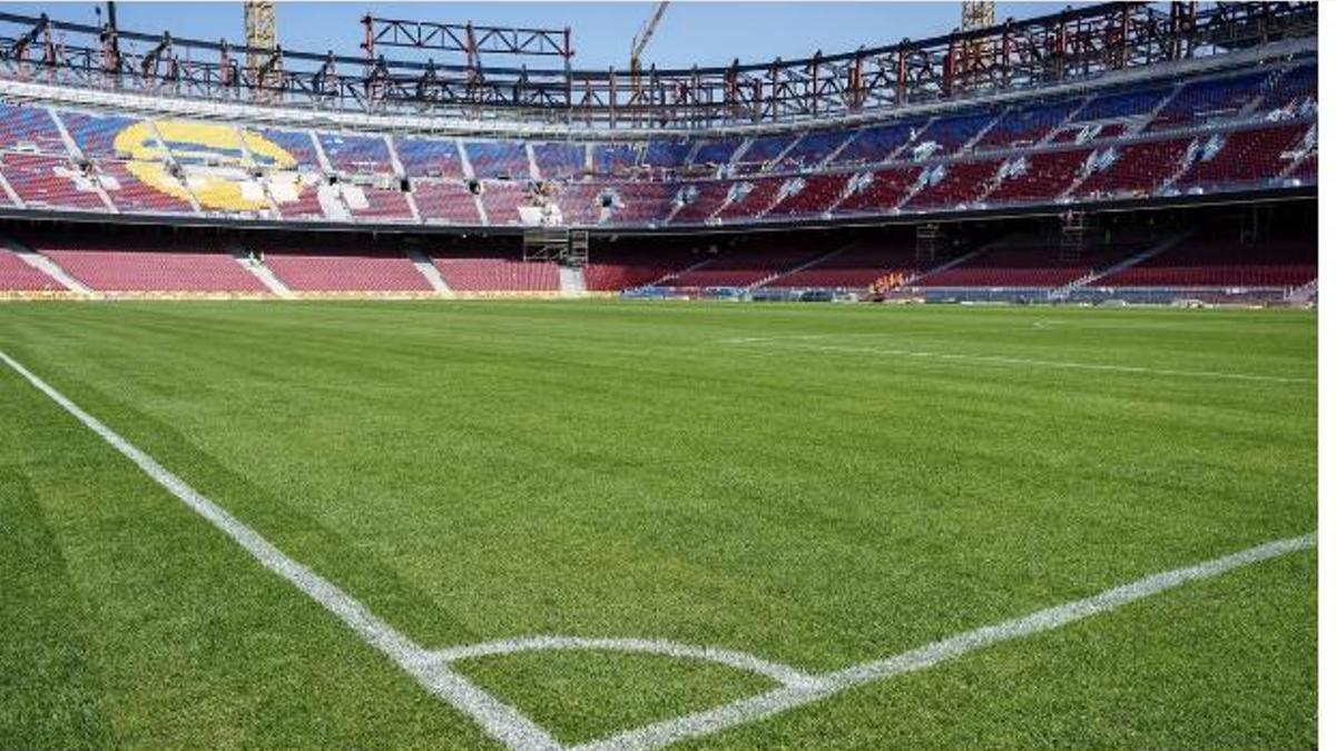 Una imagen del césped del nuevo Camp Nou.