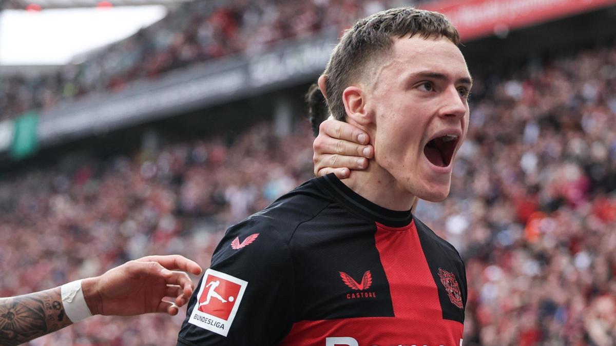 Florian Wirtz (22 años), celebra un gol con el Leverkusen ante el Werder Bremen.