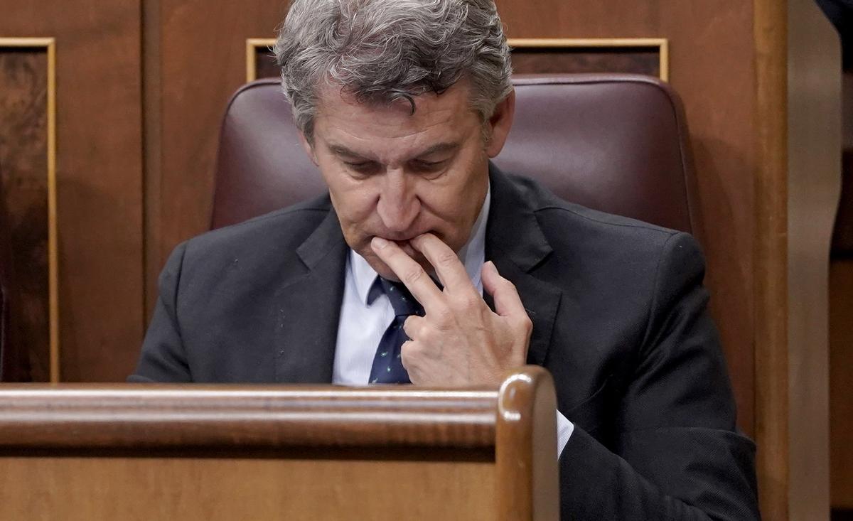 Alberto Núñez Feijóo, este jueves, en el Congreso de los Diputados.