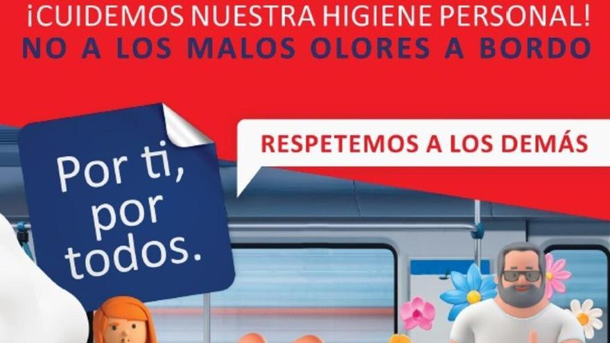 El tranvía de Tenerife pide a la gente que se duche cuando coja el transporte público