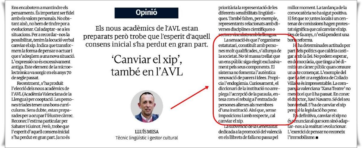 El artículo de Lluís Mesa.