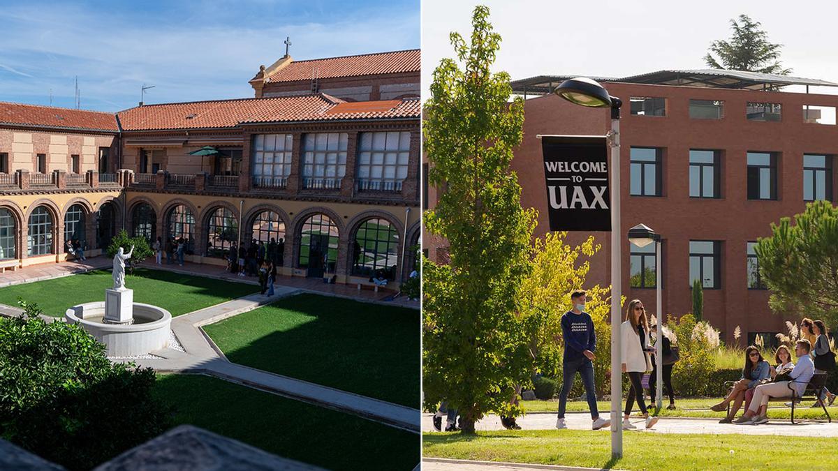 A la izquierda, el campus de la Universidad Nebrija en madrid. A la izquierda, el campus de la Alfonso X El Sabio en la localidad madrileña de Villanueva de la Cañada.