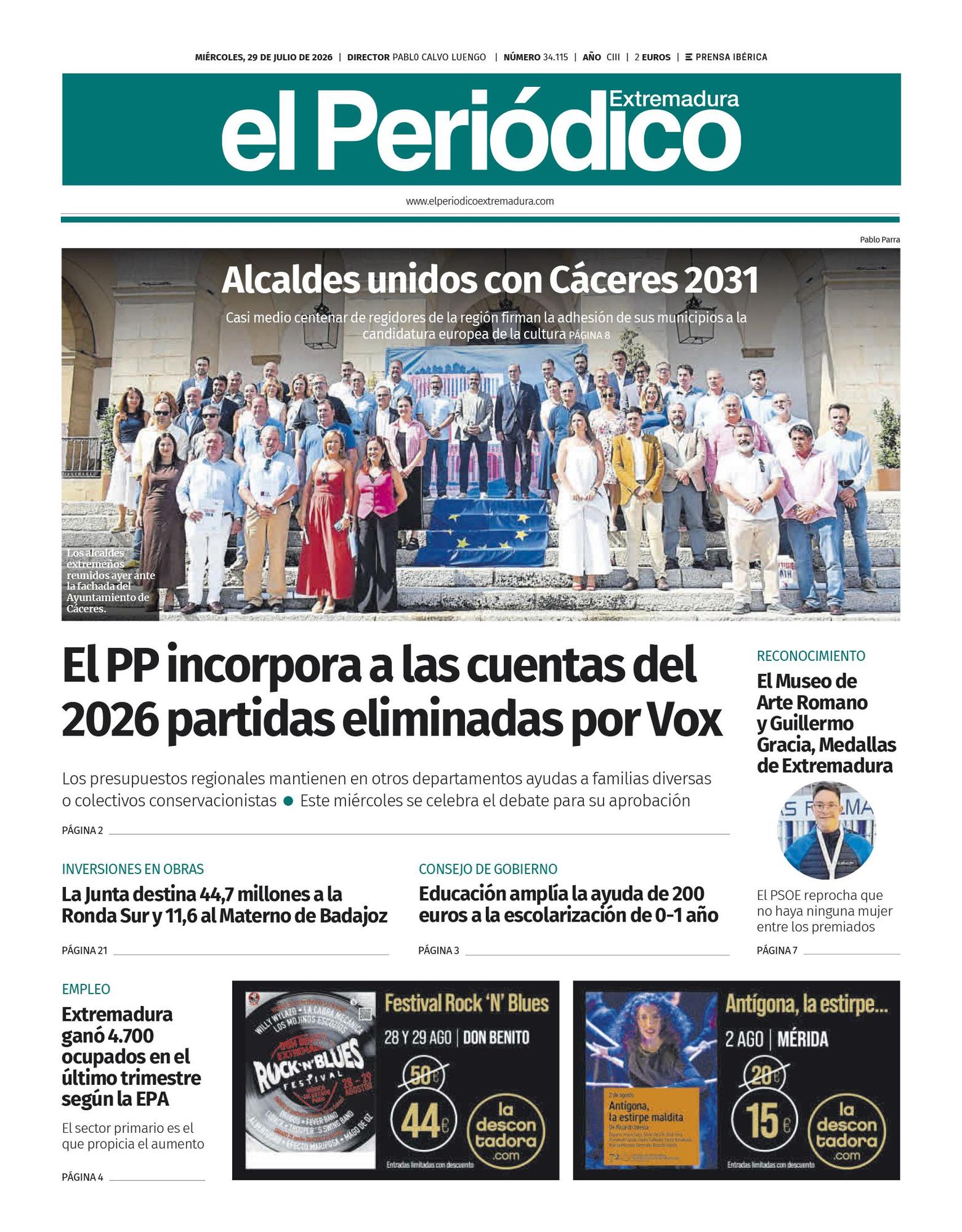 Consulta la portada correspondiente al día 29 de julio de 2026