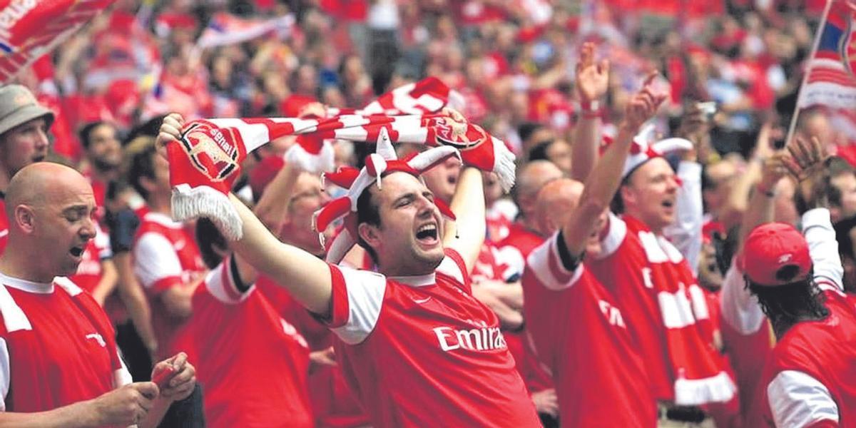 Los aficionados del Arsenal, en las gradas